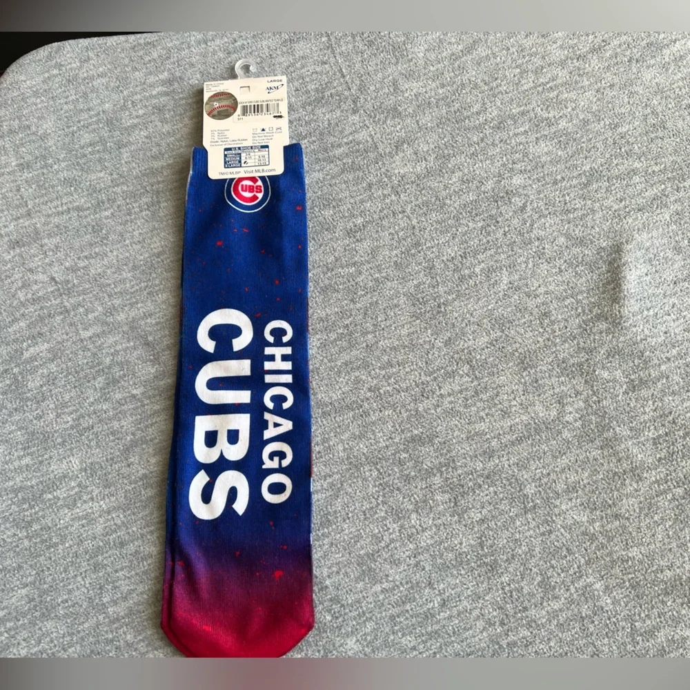 Chicago Cubs Baseball Graphic‎ Print Themed Socks Men’s L 10-13 Blue White New